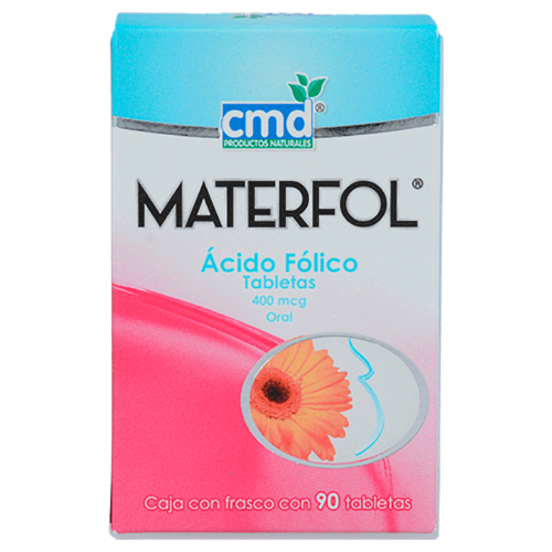 Imagen 1 de  MATERFOL ACIDO FOLICO 400 MCG 90TABS cmd