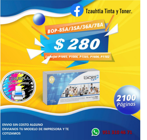 Imagen 1 de BOP-85/35/36/78 TONER COMPATIBLE UNIVERSAL 2100 IMP