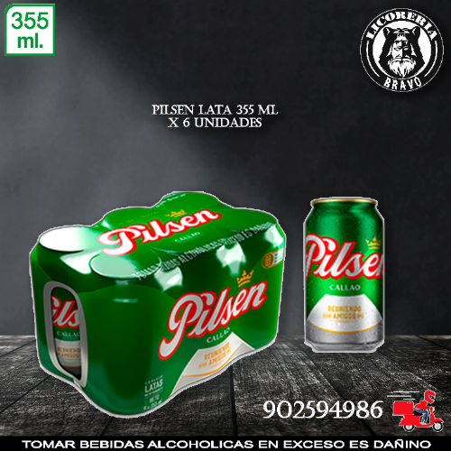 Imagen 1 de CERVEZA PILSEN CALLAO LATA SIX (355ML)