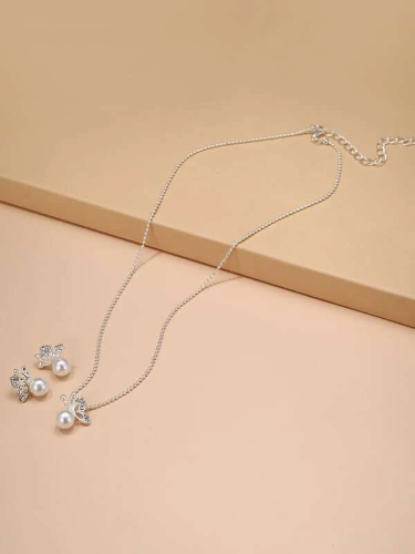 Imagen 1 de 3 piezas Set joya con diseño de perla artificial