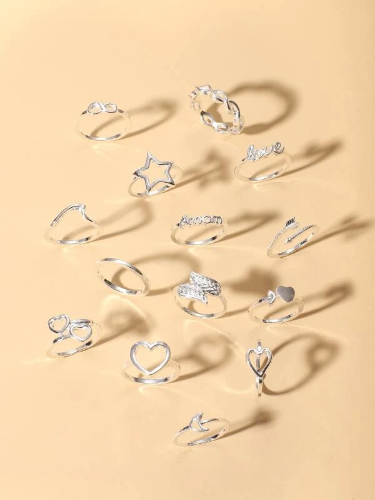 Imagen 1 de 14 piezas anillo con diseño de corazón