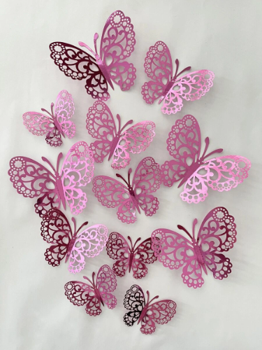 Imagen 1 de 12 piezas Pegatina de mariposa hueco rosado