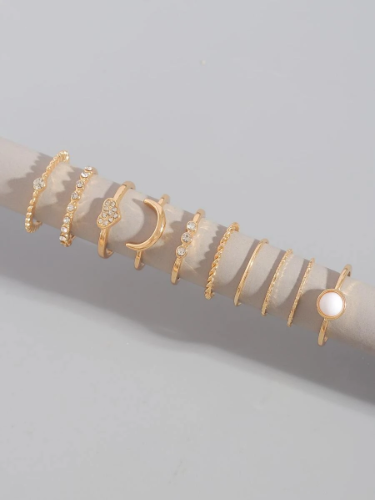 Imagen 1 de 10 piezas Anillo con diamante de imitación con adorno de corazón