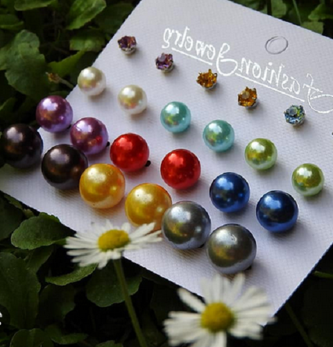 Imagen 1 de Aretes perlas colores 