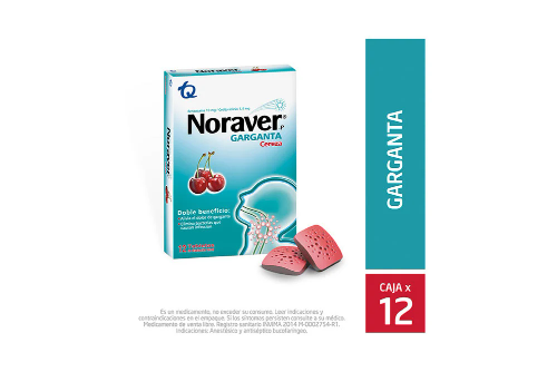Imagen 1 de Noraver garganta sabor cereza X12 pastillas