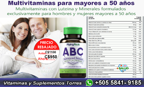 Imagen 1 de ABC Avanced Senior Lutein Multivitaminas 120 Tabletas PipingRock