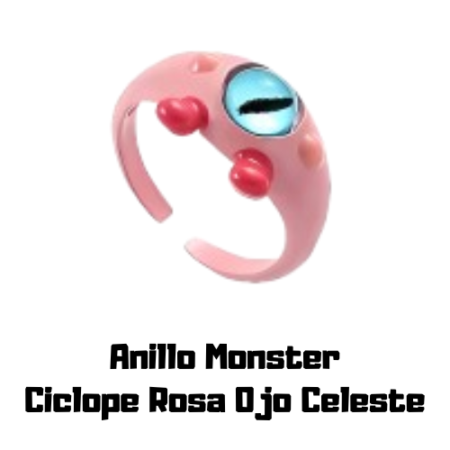 Imagen 1 de Anillo Monster Ciclope Rosa Ojo Celeste