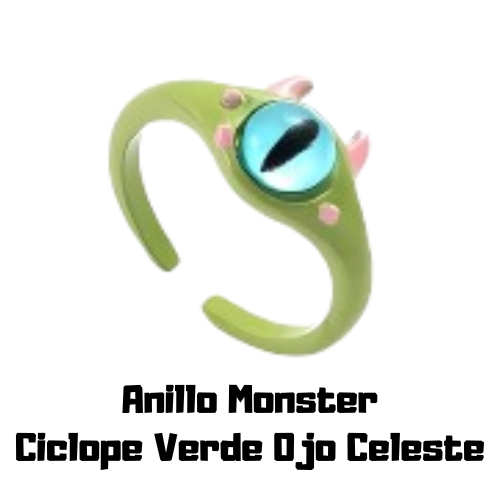 Imagen 1 de Anillo Monster Ciclope Verde Ojo Celeste