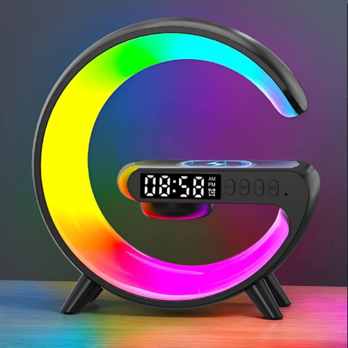 Imagen 1 de "Parlante Bluetooth RGB Reloj y Carga Inalámbrica