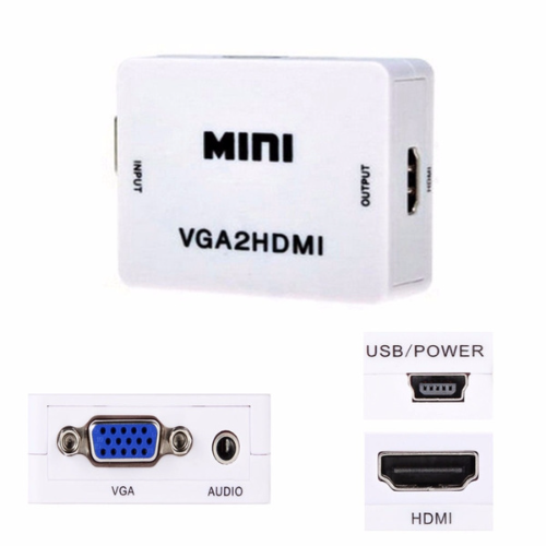 Imagen 1 de Adaptador Vga2hdmi De Vga A Hdmi Audio Mini Fhd 1080p