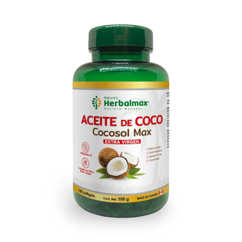 Imagen 1 de Aceite de Coco Extra Virgen Cocosol Max Herbalmax 1.000mg 100 cápsulas blandas