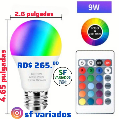Imagen 1 de BOMBILLO DE COLORES LED COLORES CON CONTROL
