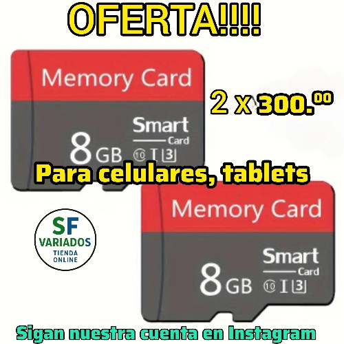 Imagen 1 de MEMORIAS SD PARA CELULARES 8Gb - TABLETS 2 en 1