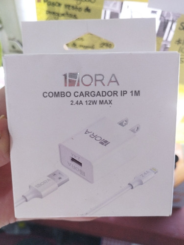Imagen 1 de Combo cargador iPhone de 1 Metro 1hora 2.4A 12W Max