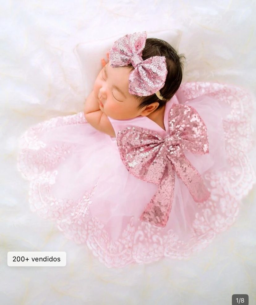 Imagen 1 de 1/3 meses vestidos rosado lazo