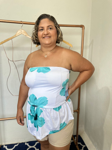 Imagem 1 de Bata plus size - flor verde