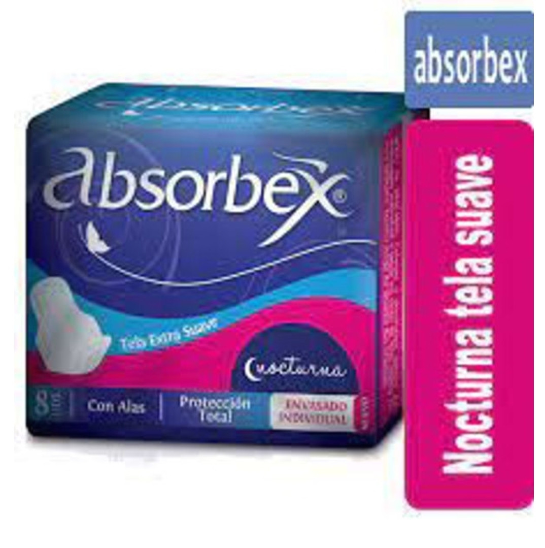 Imagen 1 de ABSORBEX TOALLA NOCTURNA X 8 UNIDADES