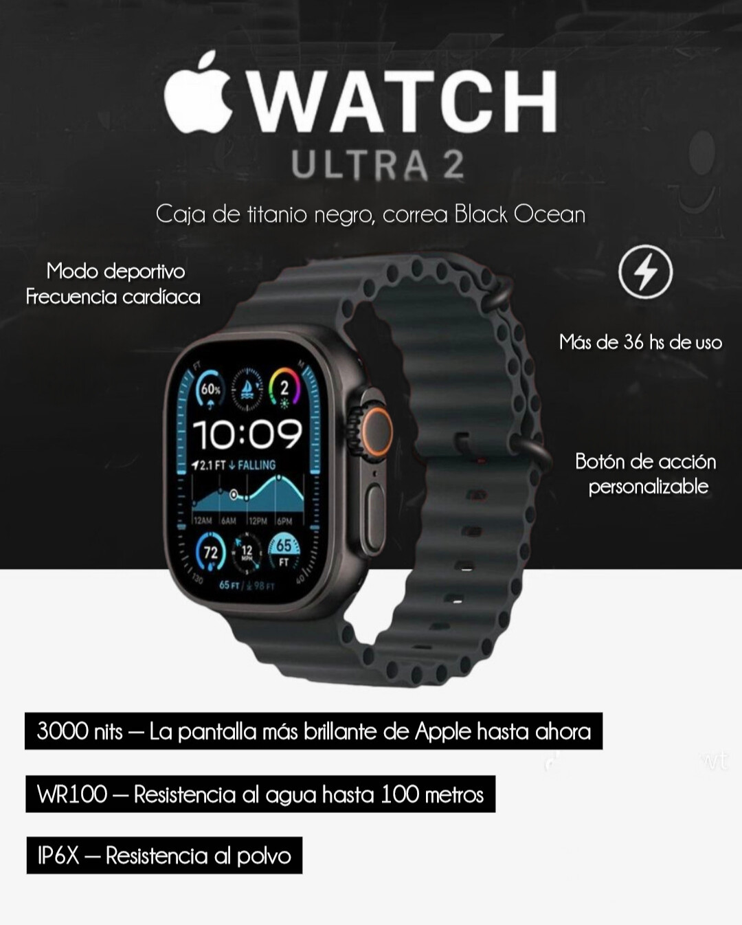 Imagen 1 de Apple whatch ultra 2 Black Titanium 🔥