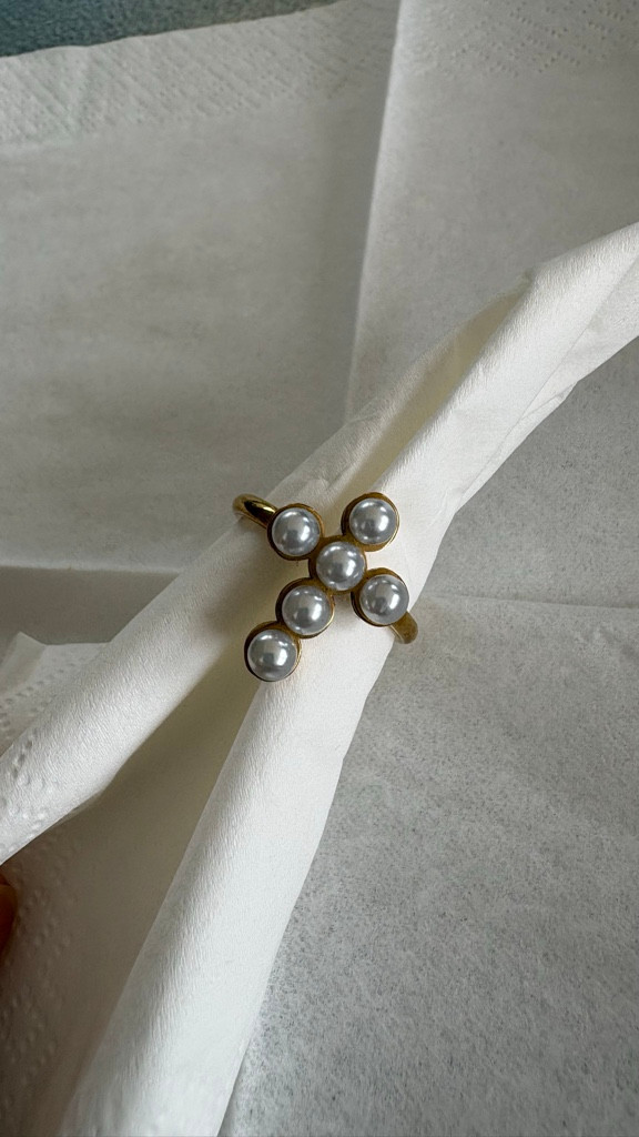 Imagen 1 de Anillo cruz perla