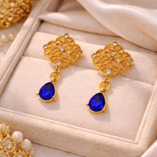 Imagen 1 de Aretes Vintage Árabe Azul
