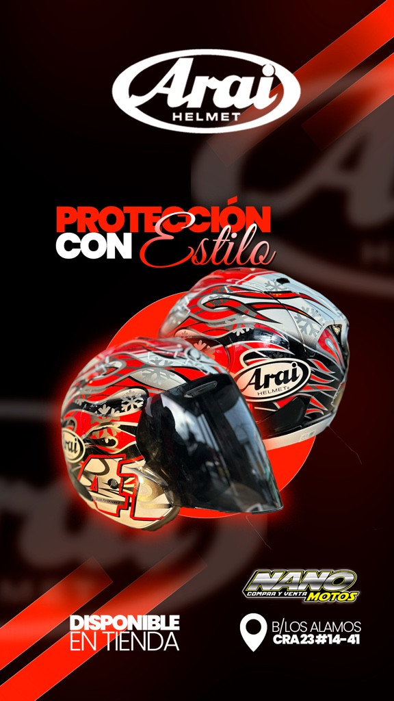 Imagen 1 de Casco arai rojo blanco