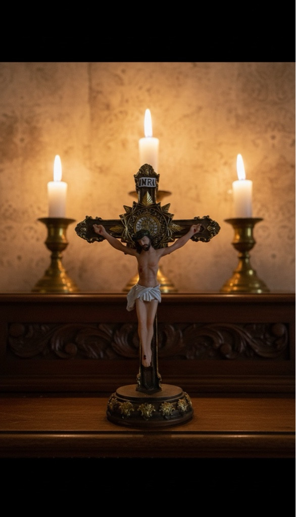 Imagen 1 de Cruz de Mesa con la medalla de San Benito 20 CM