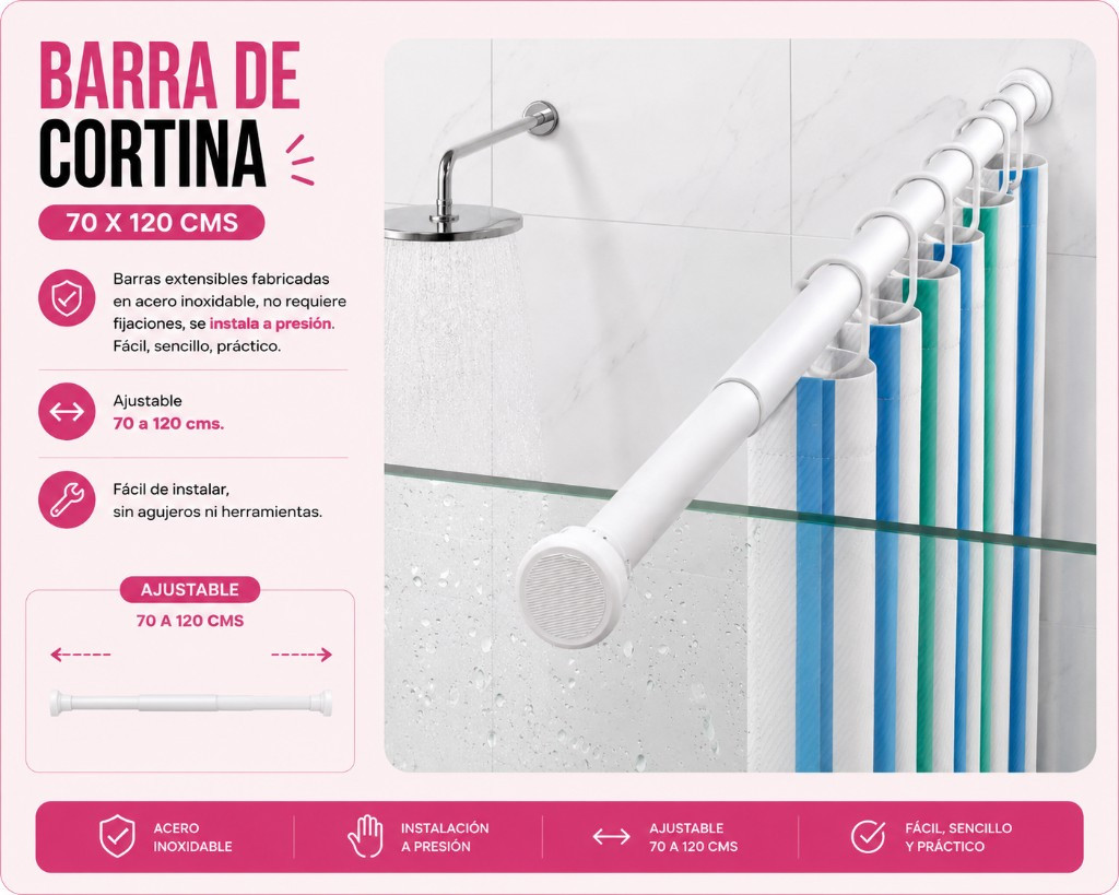 Imagen 1 de Barra de cortina 70x120cms