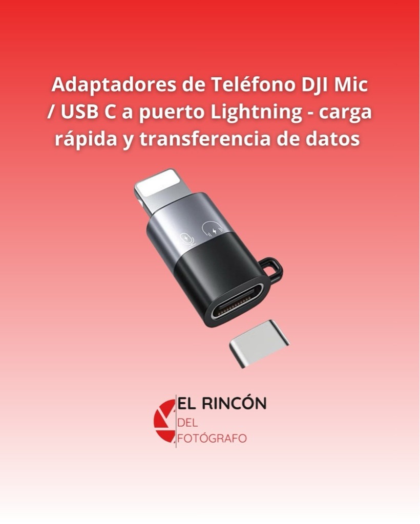 Imagen 1 de Adaptadores de Teléfono DJI Mic / USB C a puerto Lightning - carga rápida y transferencia de datos para iPhone / PC / Mac / Receptor de micrófono