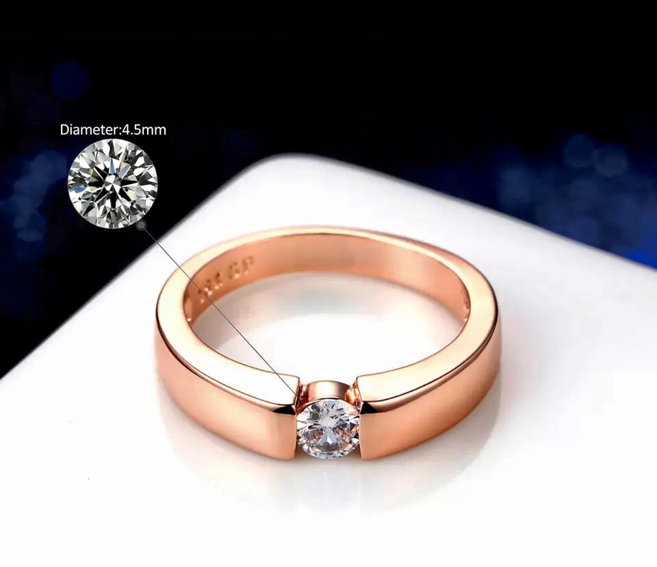 Imagen 1 de Anillo circonia 3mm oro rosa talla 8