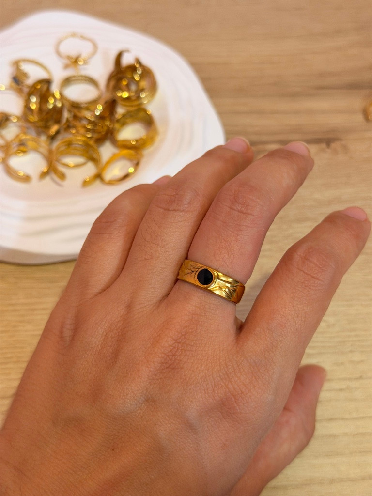 Imagen 1 de Anillo círculo negro acero inoxidable