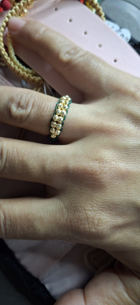 Imagen 1 de Anillo tejido 16 balines oro