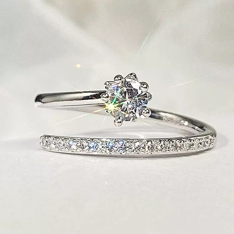 Imagen 1 de Anillo abierto solitario en plata