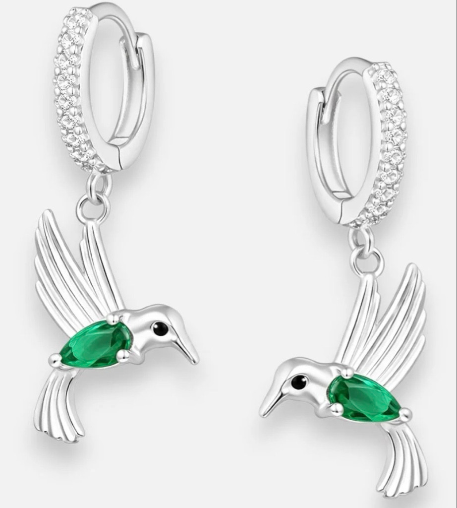 Imagen 1 de Aros colibrí verde esmeralda