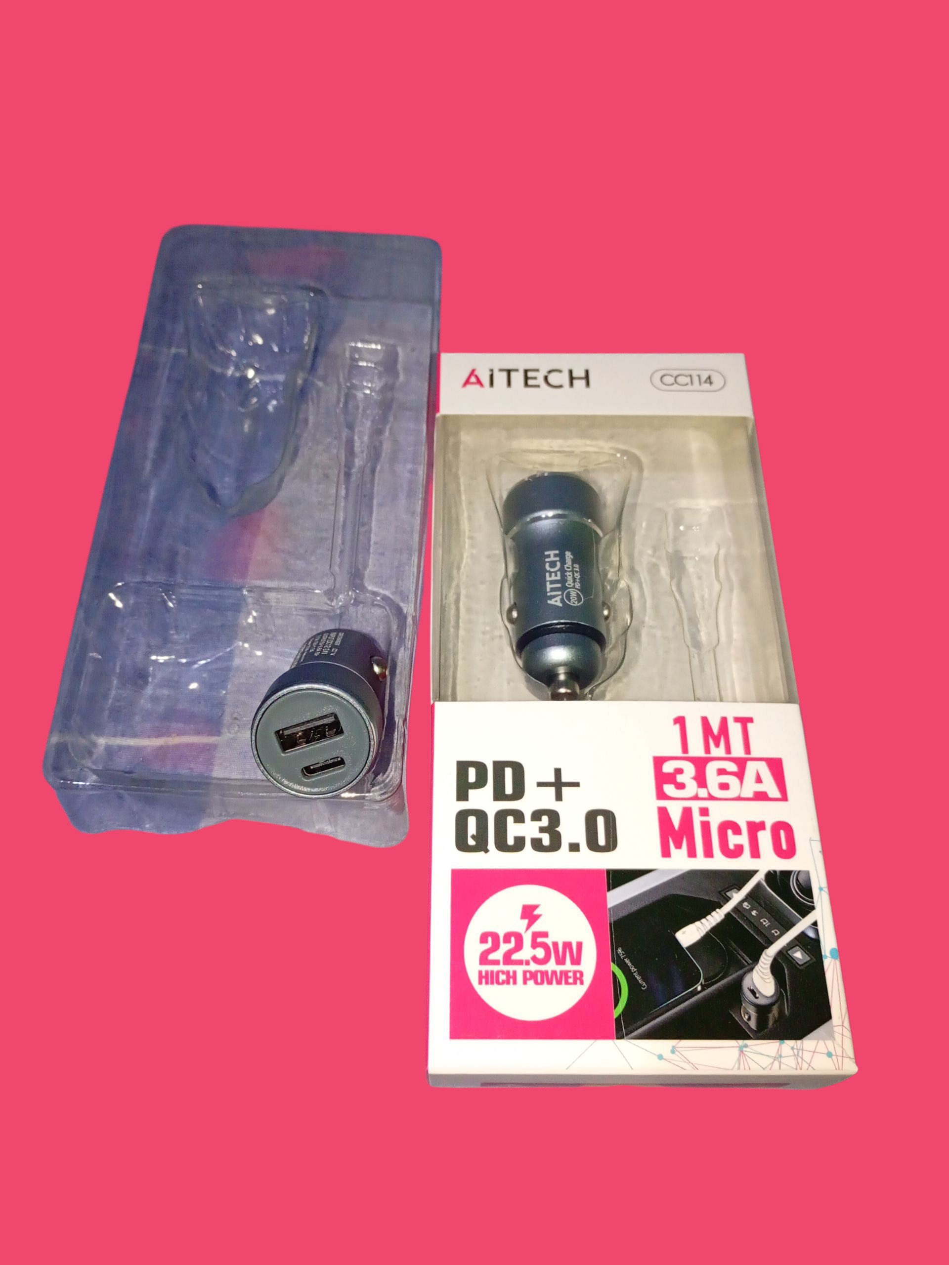 Imagen 1 de Cargador auto tipo c/c y USB 22.5 w