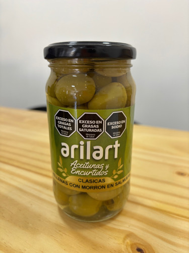 Imagen 1 de Aceitunas rellenas con morrón en salmuera AriIart 330gr