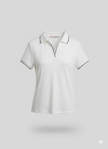 Imagen 1 de Blusa CKLASS blanca con cuello y mangas detalle negros