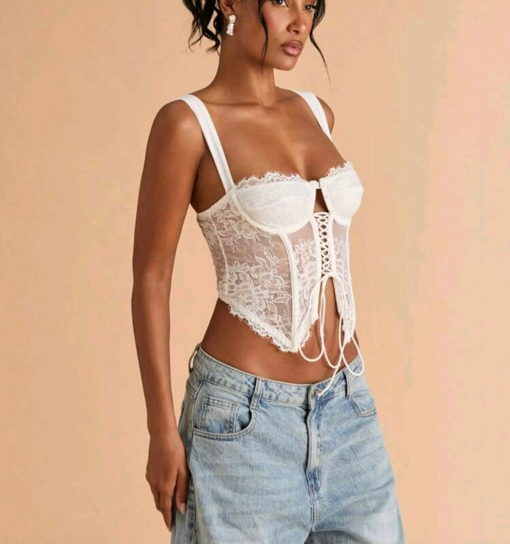 Imagen 1 de 12 Corset blanco en encaje talla única