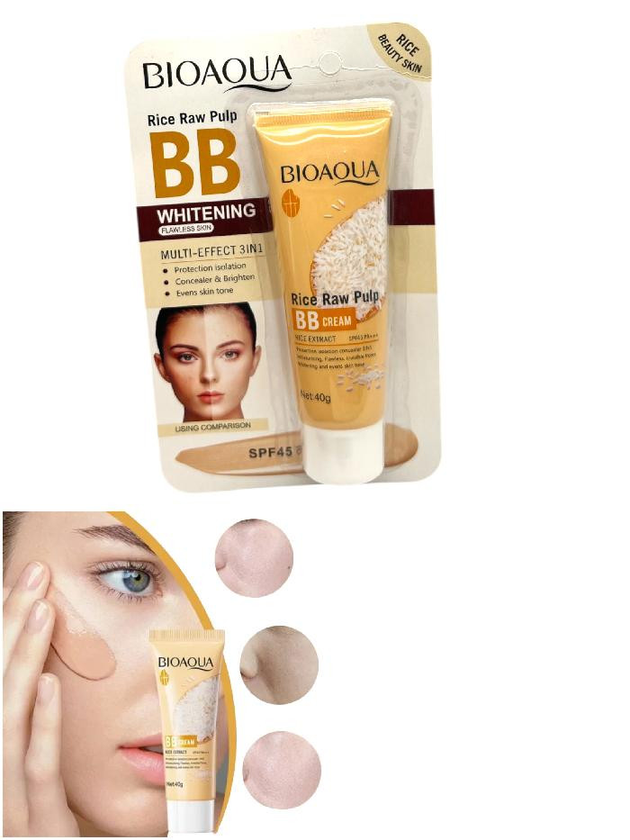 Imagen 1 de Base BB Cream de arroz con protector solar SPF 45 multi efecto 3 en 1 - Bioaqua