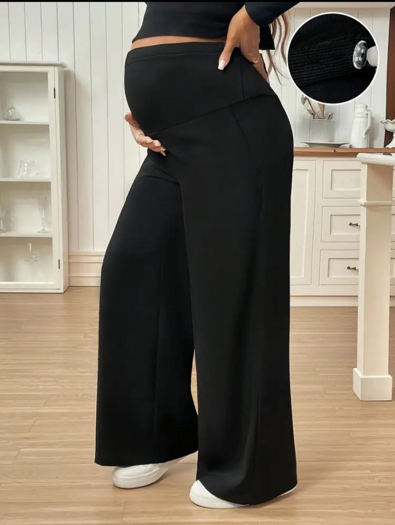 Imagen 1 de A094 pantalón pierna ancha color negro para embarazo