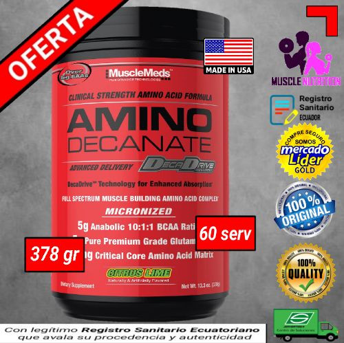 Imagen 1 de Amino Decanate 30 serv + Glutamina Carnivor Musclemeds