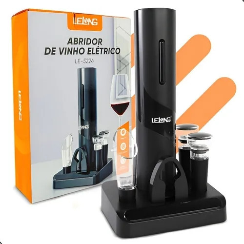 Imagem 1 de Abridor De Vinho Elétrico Automático A Pilha Com Acessórios A Vácuo