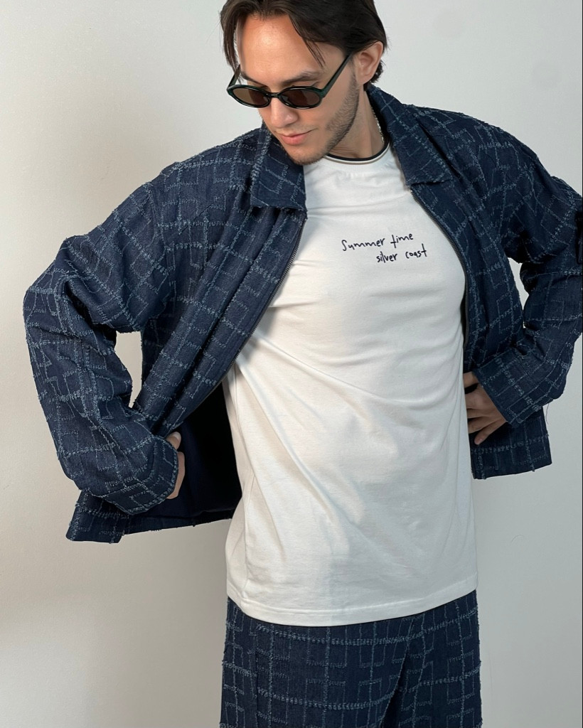 Imagen 1 de Cropped Window Pane Fray Denim Work Jacket