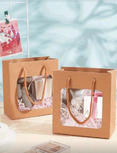 Imagen 1 de Bolsa de regalo papel kraft con ventana transparente