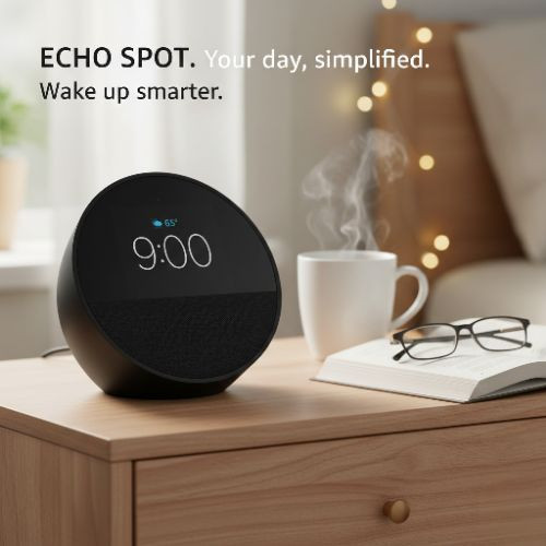 Imagen 1 de Bocina Inteligente Echo Spot, con Alexa, Reloj y Despertador