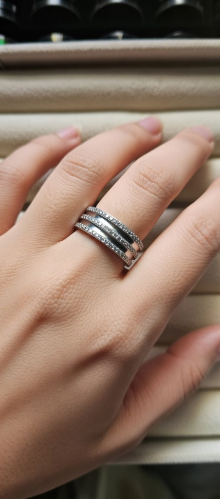 Imagen 1 de Anillo de Acero Inoxidable (Brillo con Dos Líneas)