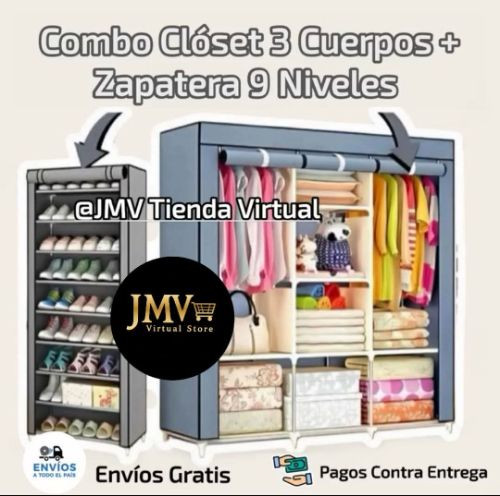 Imagen 1 de Combo Clóset 3 Cuerpos + Zapatero Armable De 9 Niveles