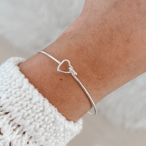 Imagem 1 de Bracelete de Coração Prata