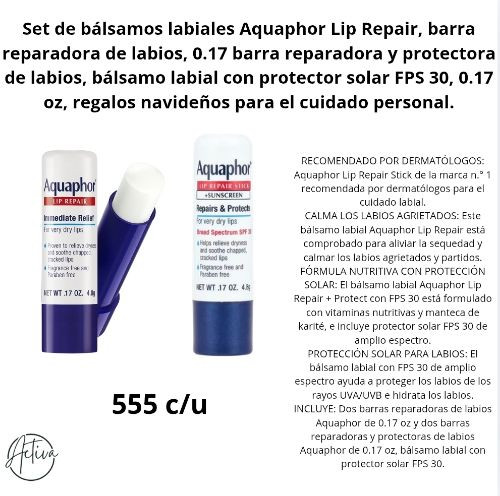 Imagen 1 de Aquaphor, como el Aquaphor Lip Repair Stick, están diseñados para aliviar inmediatamente la sequedad y calmar los labios muy agrietados, proporcionando una hidratación duradera.