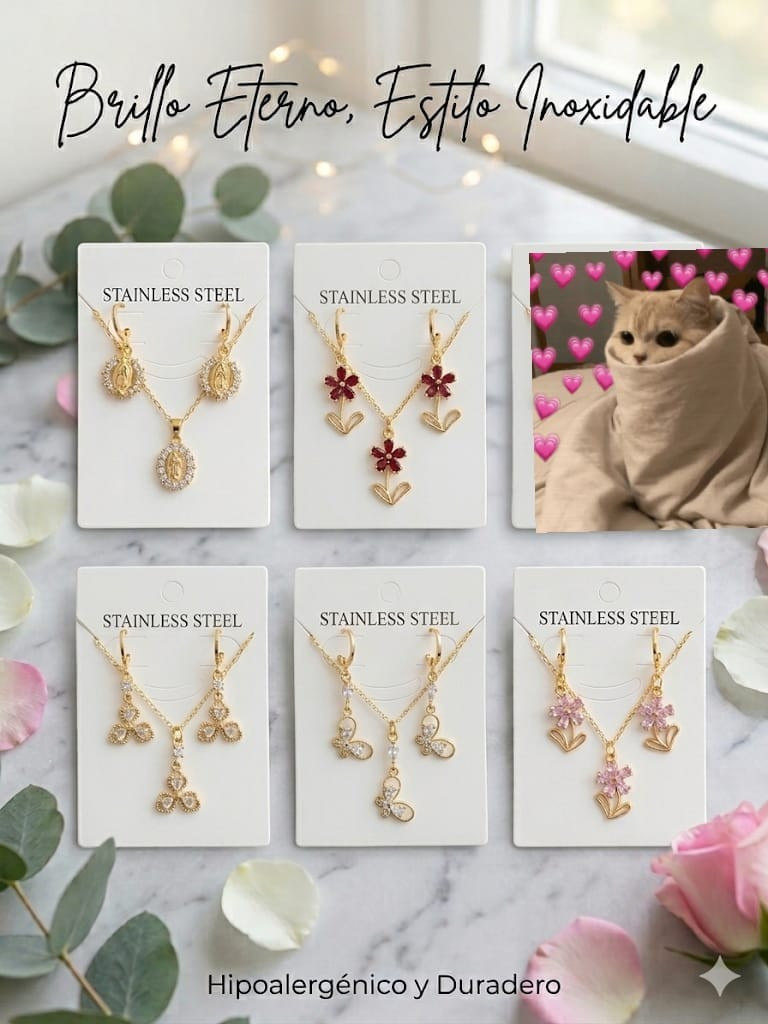 Imagen 1 de *SET COLLAR + ARETES ACERO