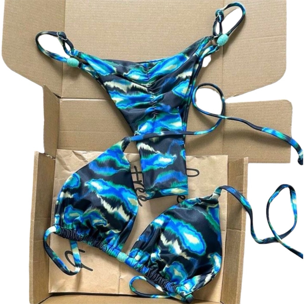 Imagen 1 de Bikini color azul estilo estampado, talla S